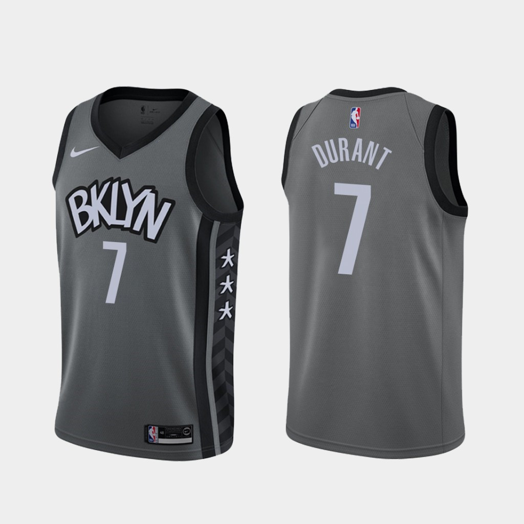 Men's Brooklyn Nets #7 Kevin Durant Grey NBA 2019 Stitched Jersey